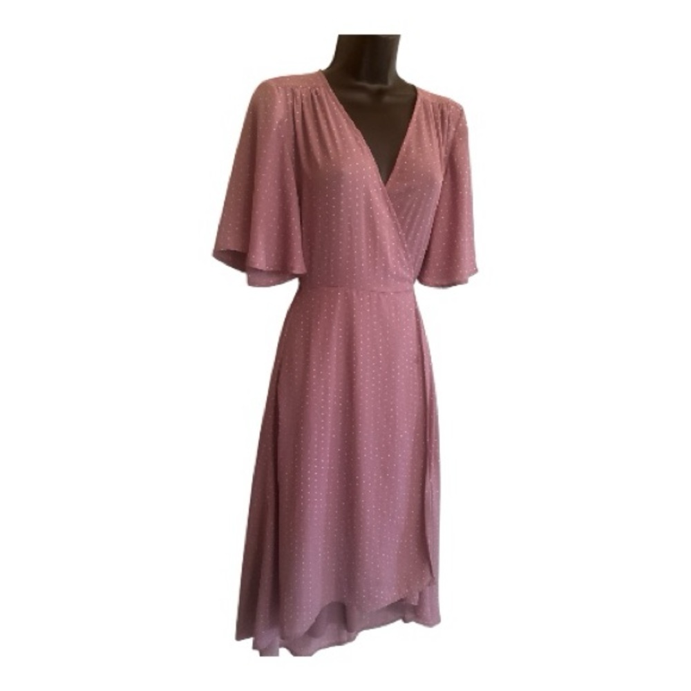 Lulus Elegant Dusty Rose Wrap Midi Dress Size XS